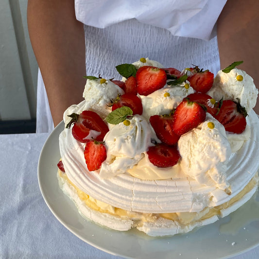 Pavlova Ice Cream Cake with Strawberries Summer Cake