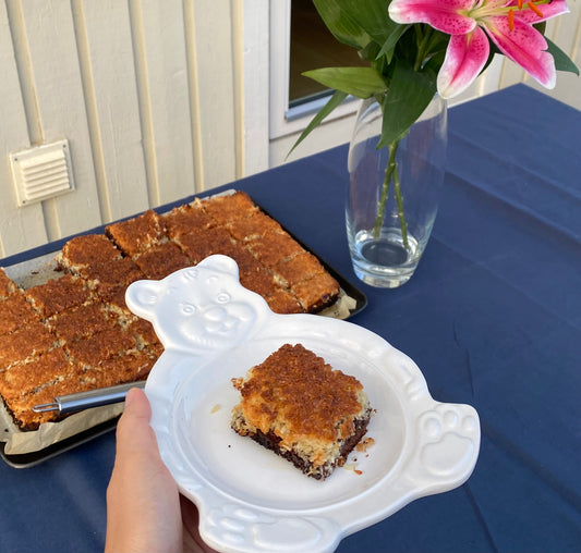 Coconut Tosca - Coconut covered chocolate cake (Kokostoscakaka)