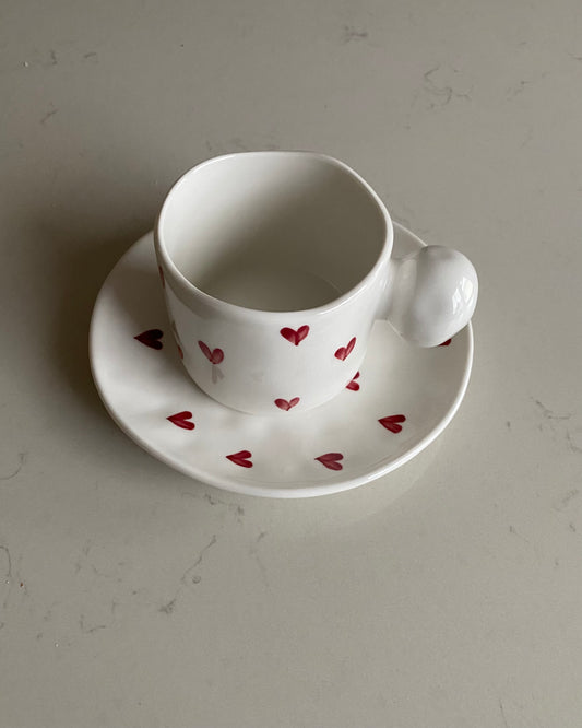 Queen of Hearts Ceramic Mug and Saucer